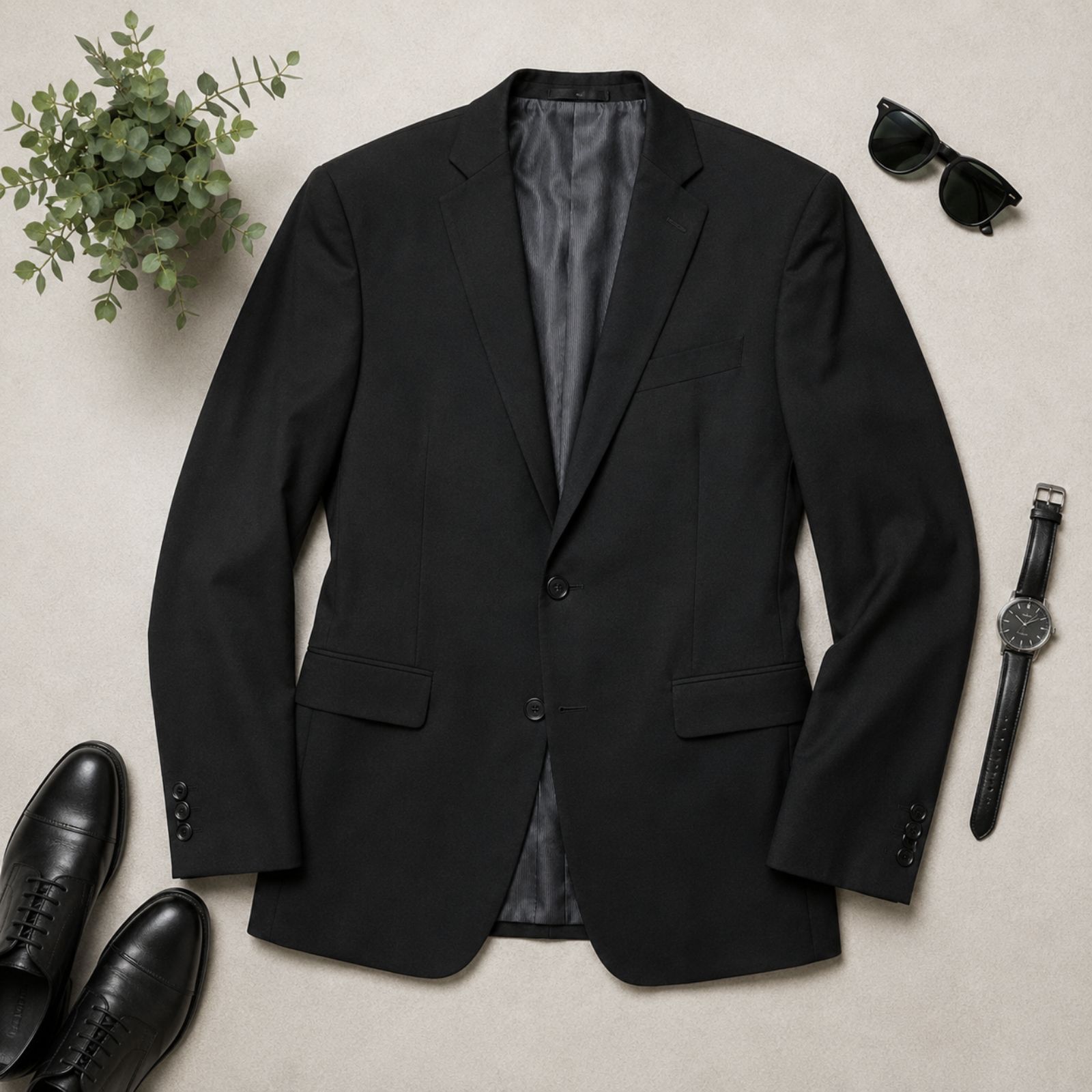 Kenneth Cole Black 100% Wool Blazer Sport Coat 40l W34 Mens Classic Gq